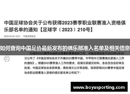 如何查询中国足协最新发布的俱乐部准入名单及相关信息